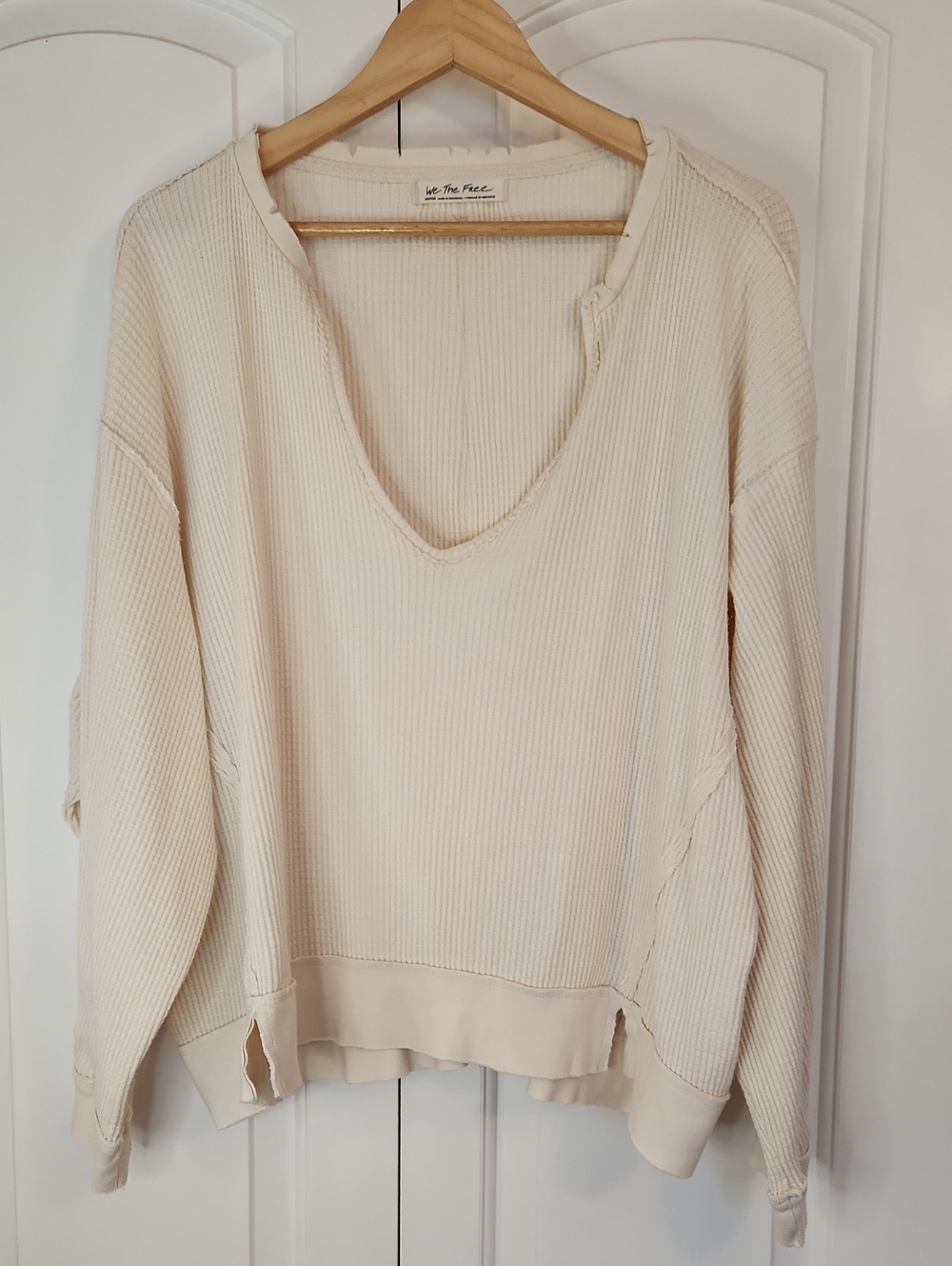 We the Free Buttercup Thermal Top Oversized Cream Off White Women's Size M